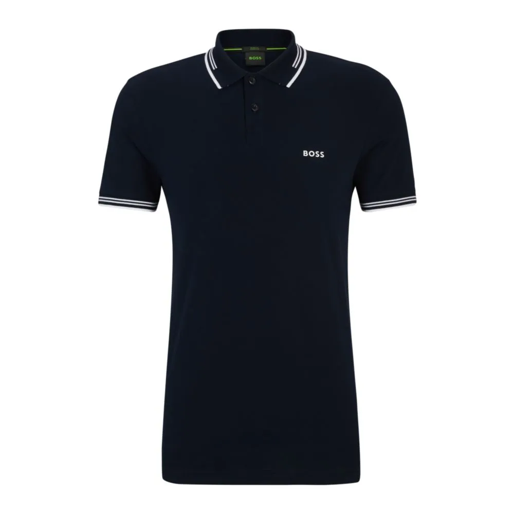 Stretch-cotton slim-fit polo shirt with branding