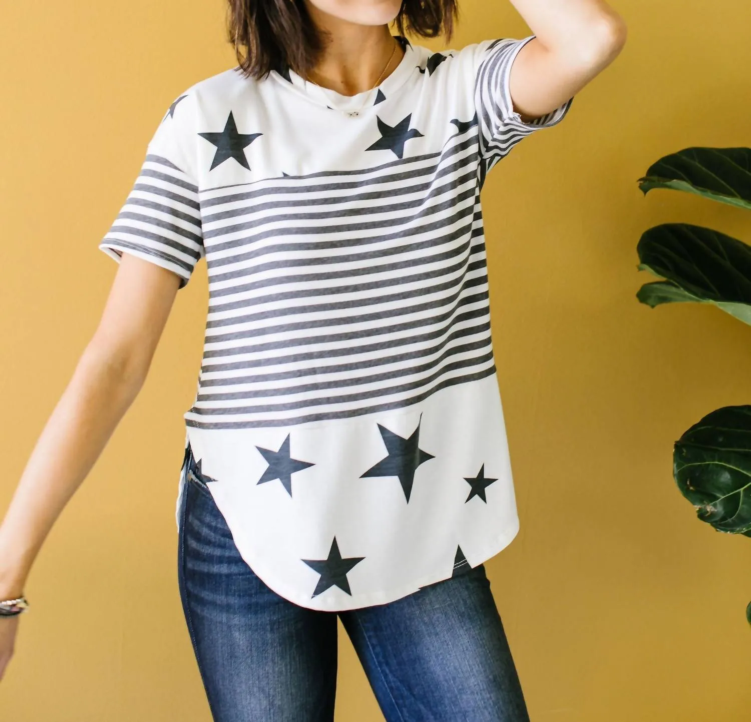 Stripes & Stars Top In Black & White