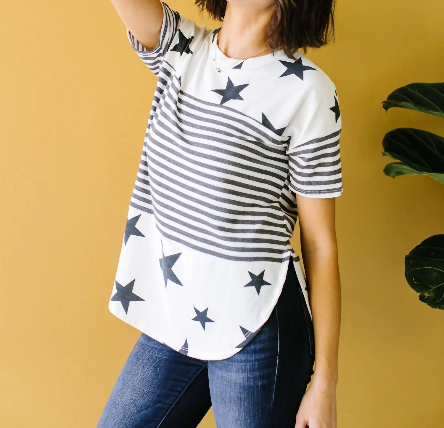Stripes & Stars Top In Black & White