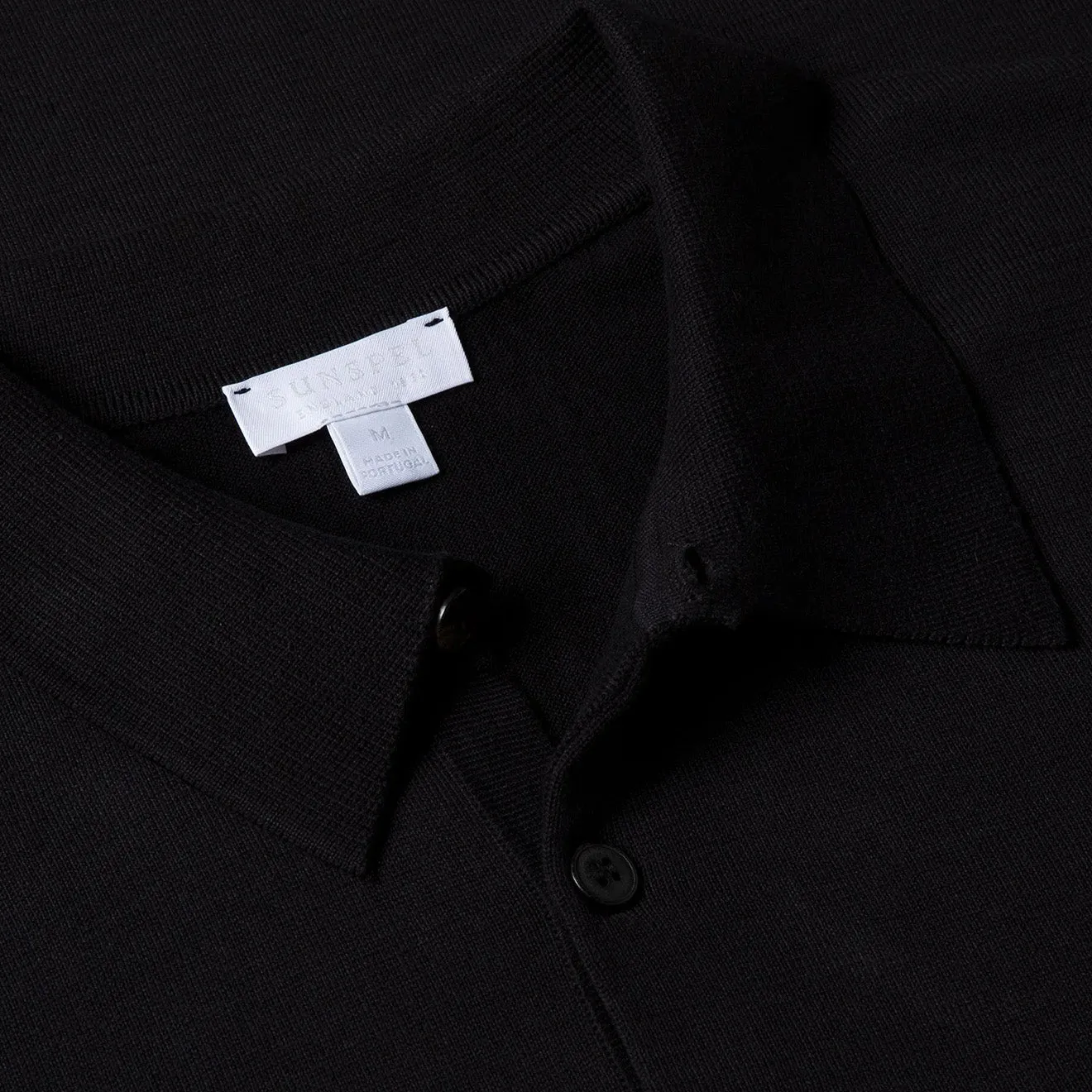 Sunspel Sea Island Cotton Polo Shirt Black