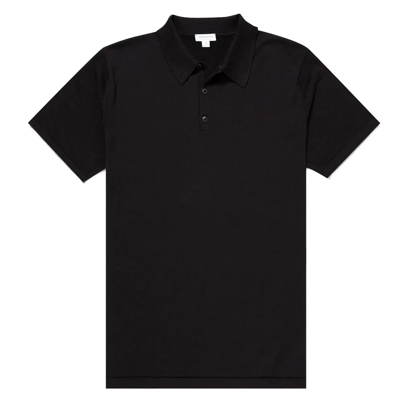Sunspel Sea Island Cotton Polo Shirt Black