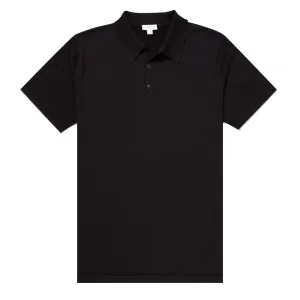 Sunspel Sea Island Cotton Polo Shirt Black