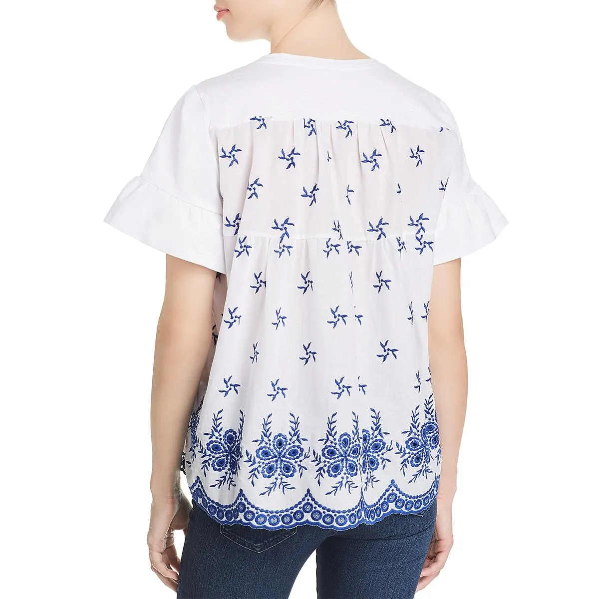 Surf Womens Embroidered Crochet Back T-Shirt