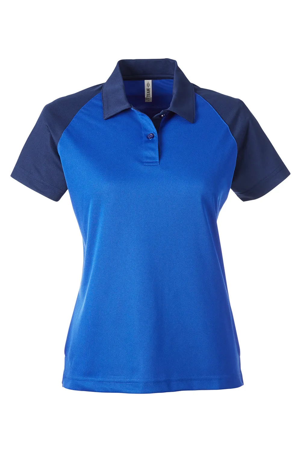 Team 365 Womens Command Colorblock Moisture Wicking Short Sleeve Polo Shirt - Royal Blue/Dark Navy Blue
