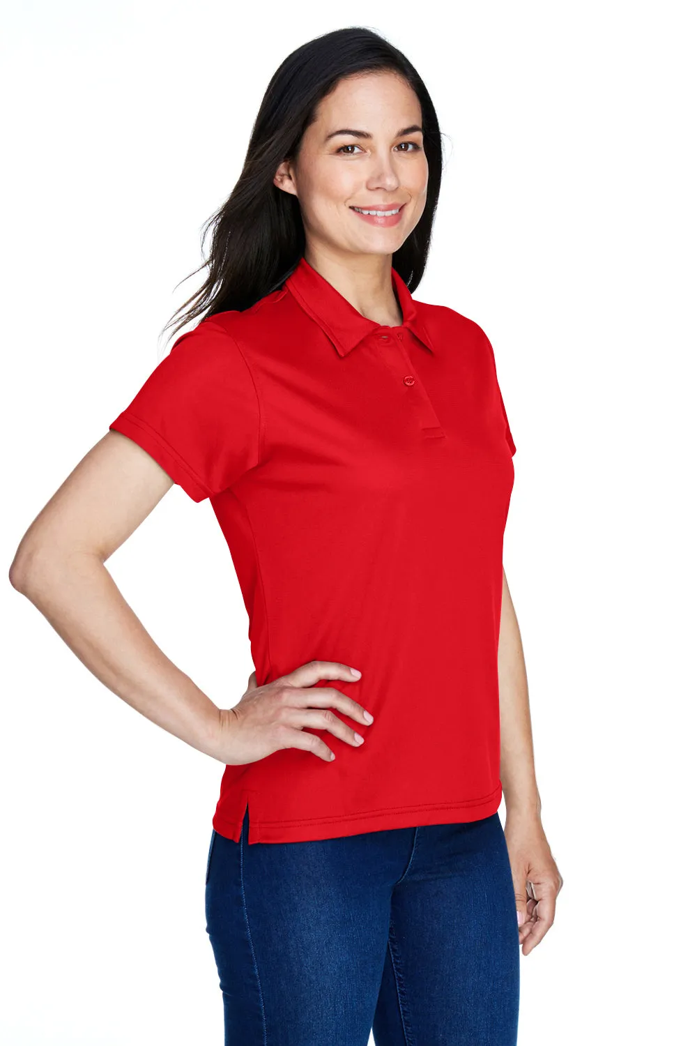 Team 365 Womens Command Performance Moisture Wicking Short Sleeve Polo Shirt - Red