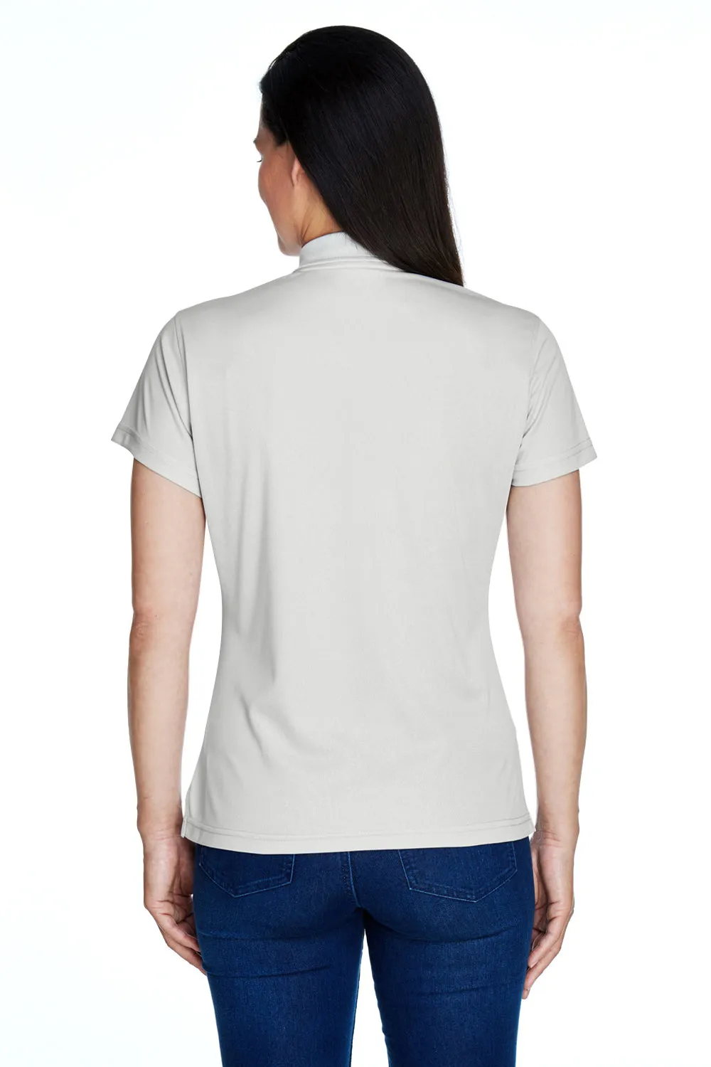 Team 365 Womens Command Performance Moisture Wicking Short Sleeve Polo Shirt - Silver Grey