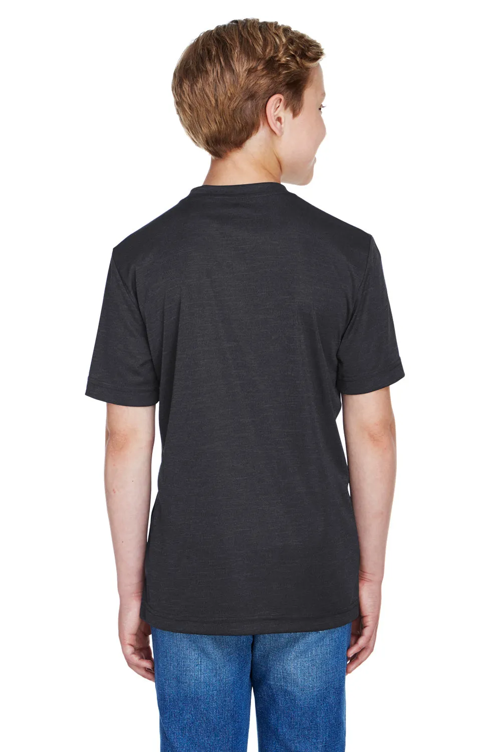 Team 365 Youth Sonic Performance Heather Moisture Wicking Short Sleeve Crewneck T-Shirt - Heather Black