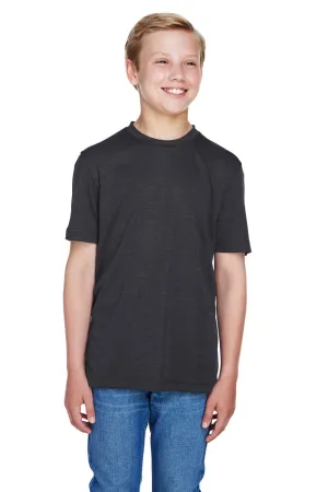 Team 365 Youth Sonic Performance Heather Moisture Wicking Short Sleeve Crewneck T-Shirt - Heather Black