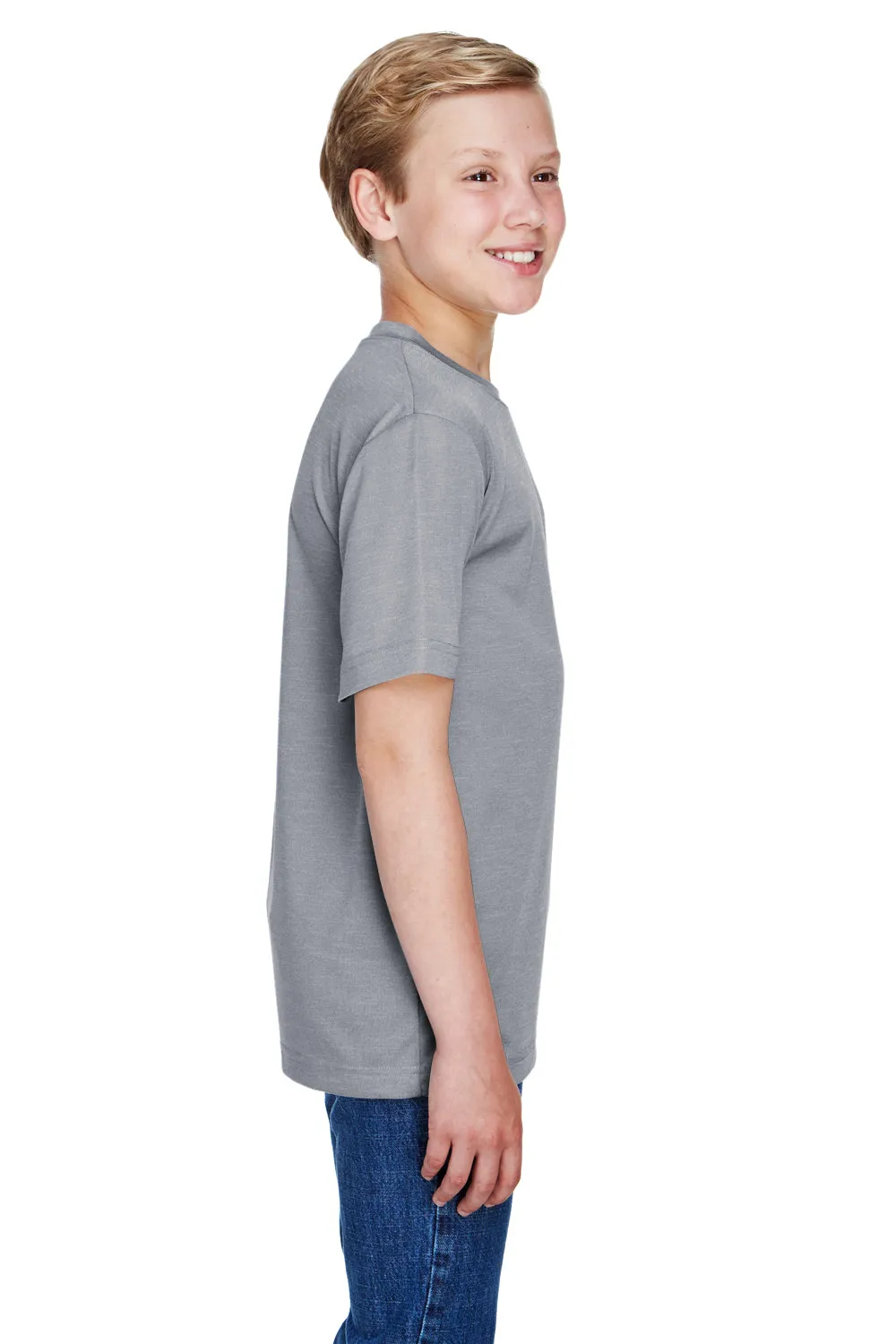 Team 365 Youth Sonic Performance Heather Moisture Wicking Short Sleeve Crewneck T-Shirt - Heather Grey