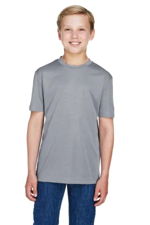 Team 365 Youth Sonic Performance Heather Moisture Wicking Short Sleeve Crewneck T-Shirt - Heather Grey