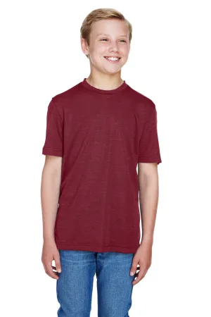 Team 365 Youth Sonic Performance Heather Moisture Wicking Short Sleeve Crewneck T-Shirt - Heather Maroon