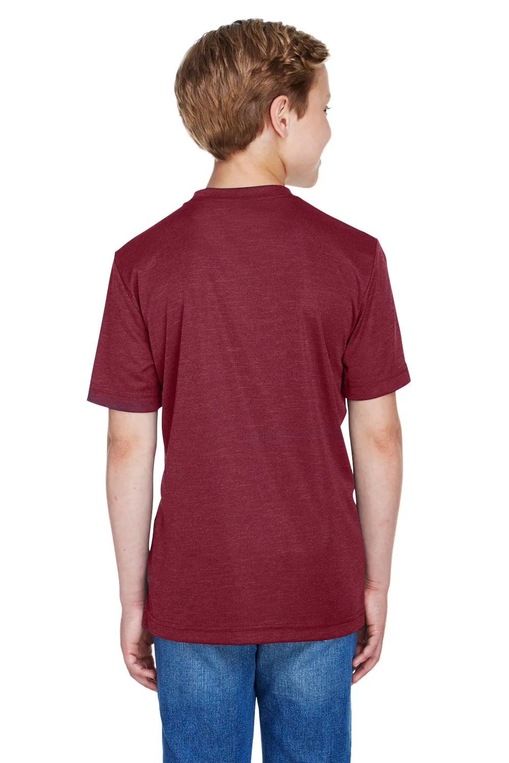 Team 365 Youth Sonic Performance Heather Moisture Wicking Short Sleeve Crewneck T-Shirt - Heather Maroon