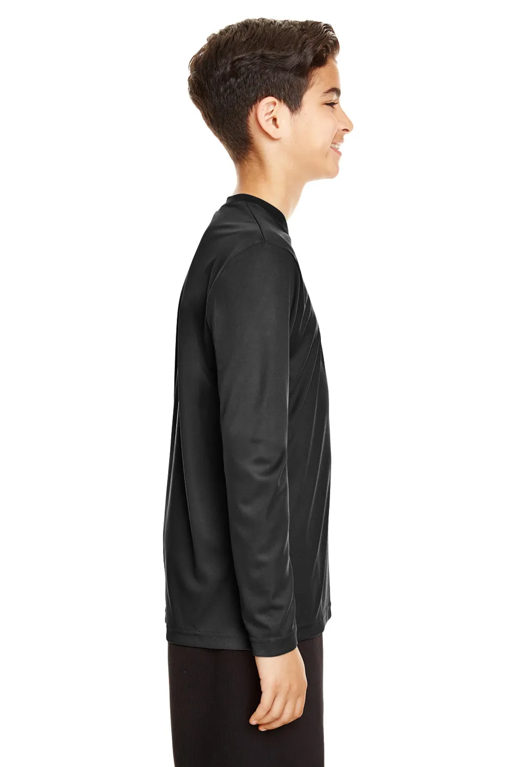 Team 365 Youth Zone Performance Moisture Wicking Long Sleeve Crewneck T-Shirt - Black