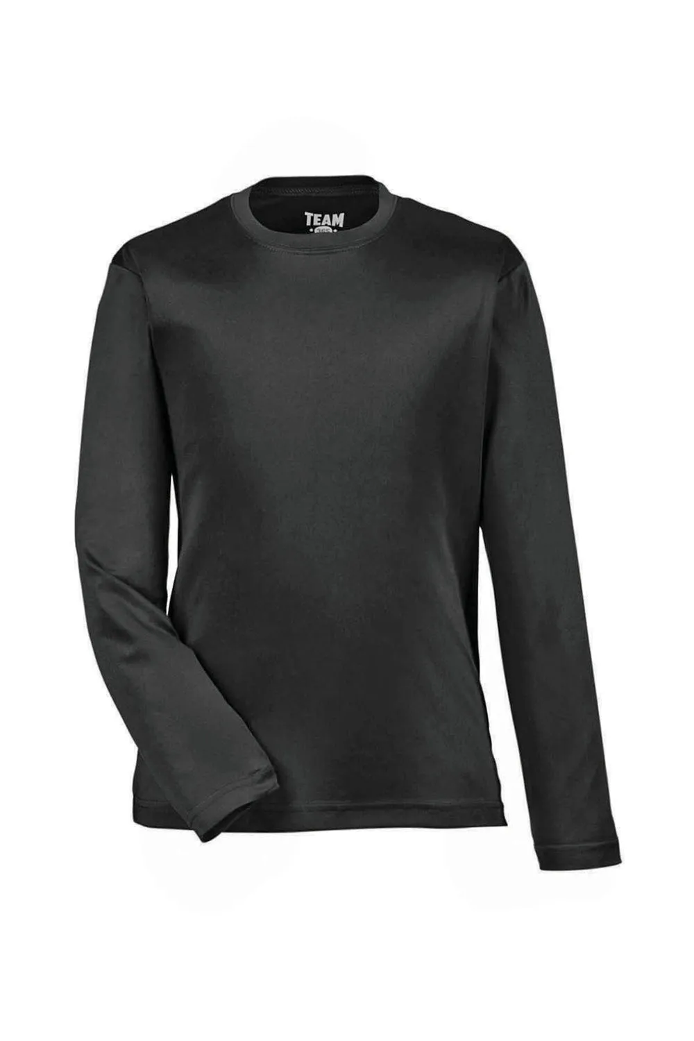 Team 365 Youth Zone Performance Moisture Wicking Long Sleeve Crewneck T-Shirt - Black