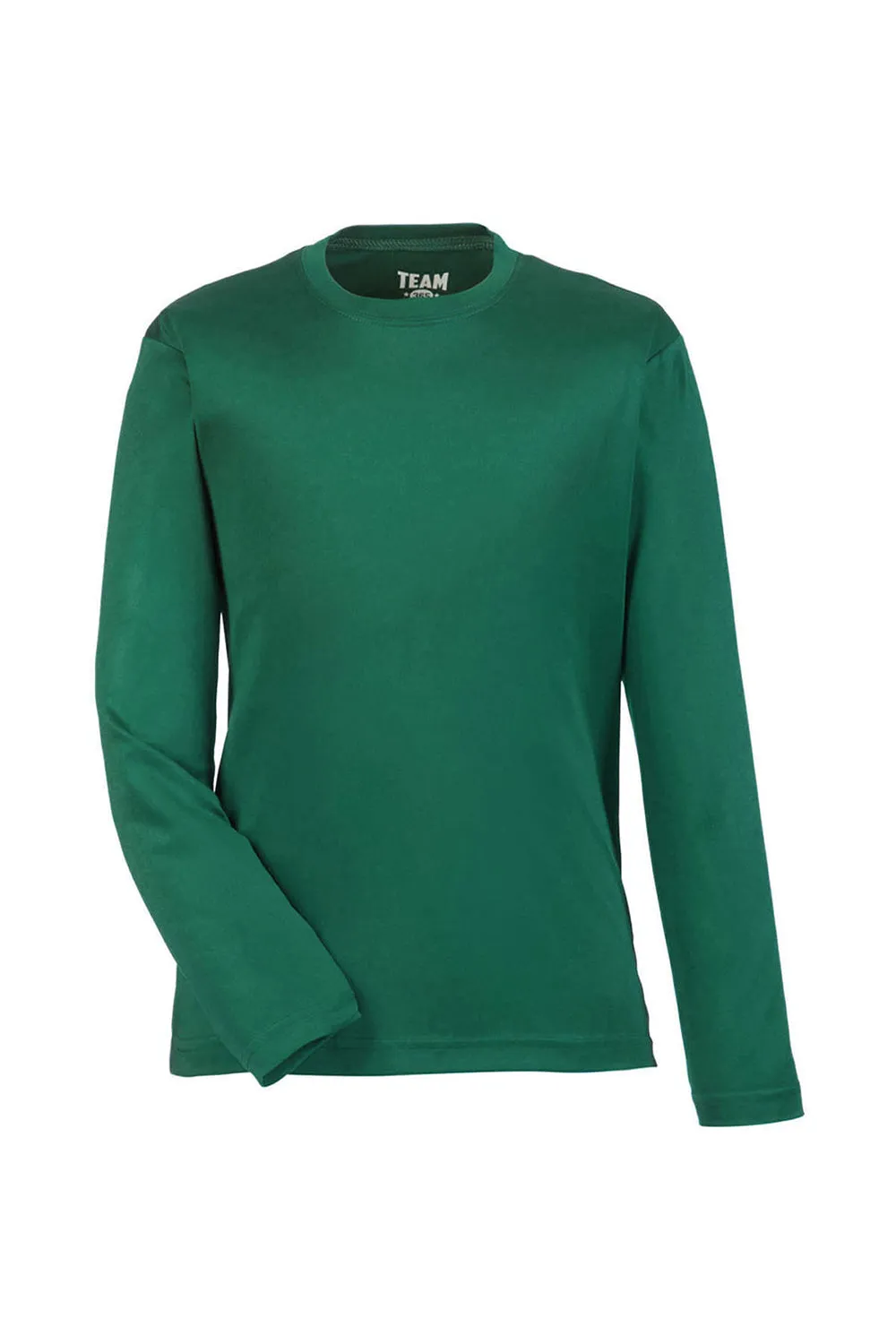 Team 365 Youth Zone Performance Moisture Wicking Long Sleeve Crewneck T-Shirt - Forest Green