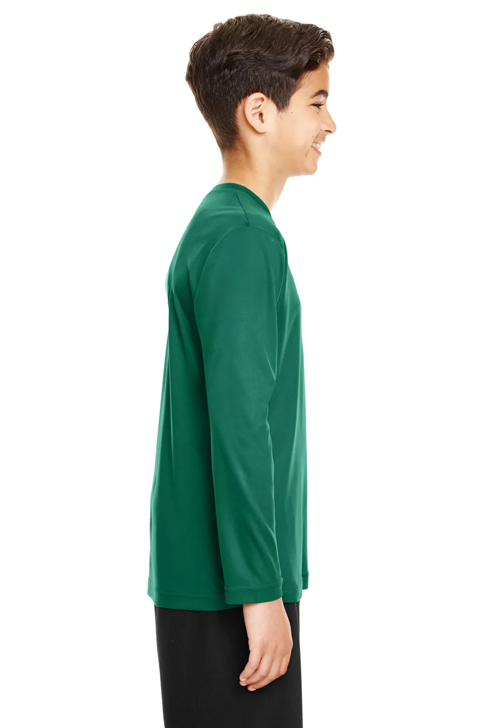 Team 365 Youth Zone Performance Moisture Wicking Long Sleeve Crewneck T-Shirt - Forest Green