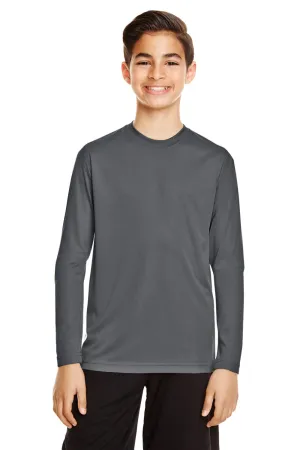 Team 365 Youth Zone Performance Moisture Wicking Long Sleeve Crewneck T-Shirt - Graphite Grey