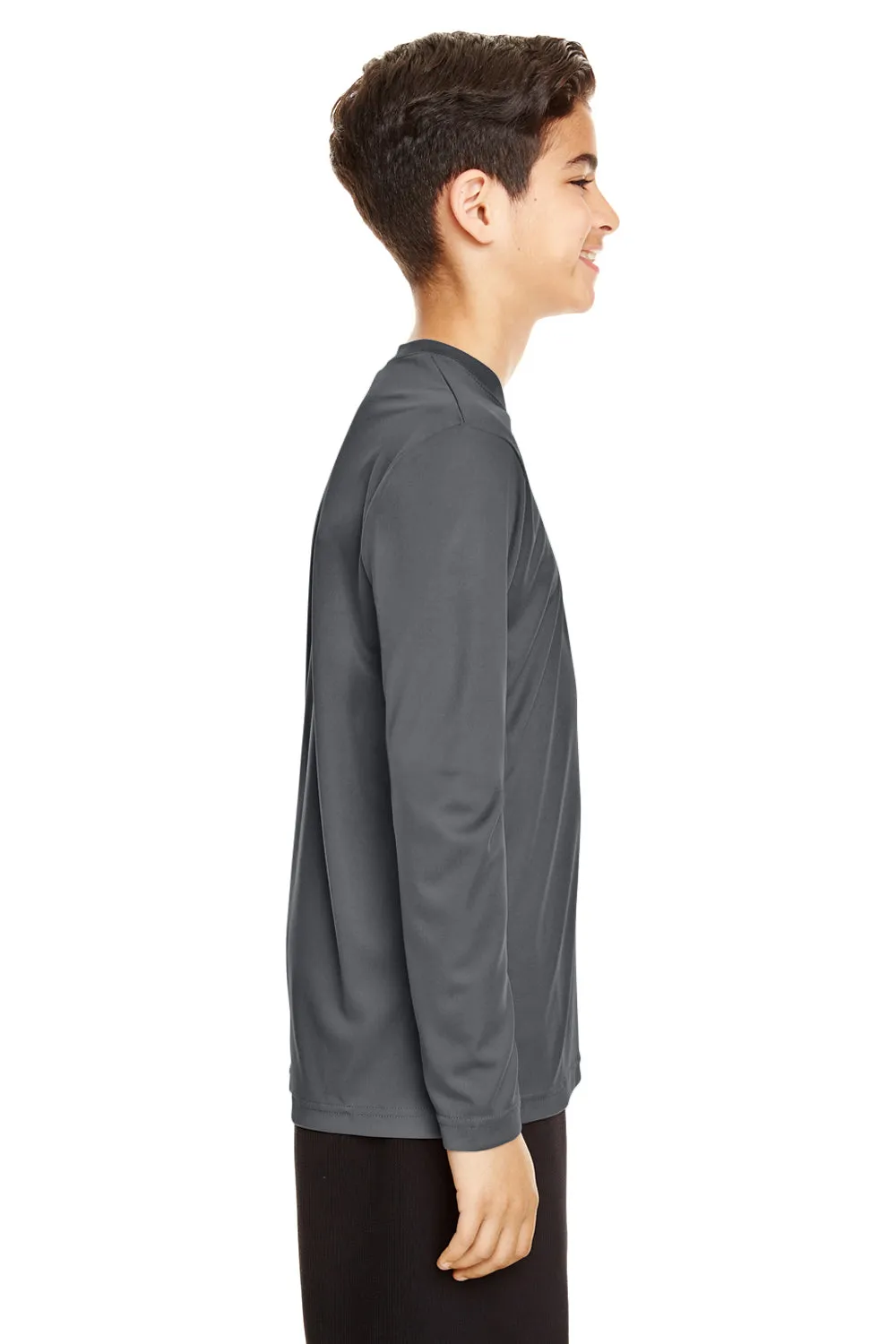 Team 365 Youth Zone Performance Moisture Wicking Long Sleeve Crewneck T-Shirt - Graphite Grey