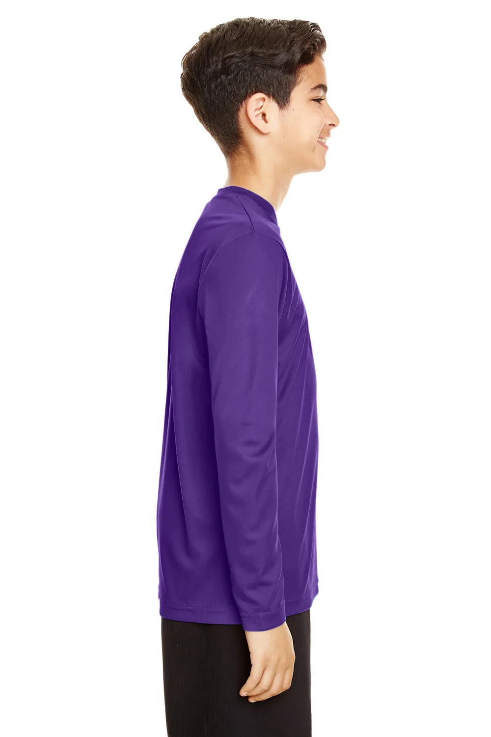 Team 365 Youth Zone Performance Moisture Wicking Long Sleeve Crewneck T-Shirt - Purple