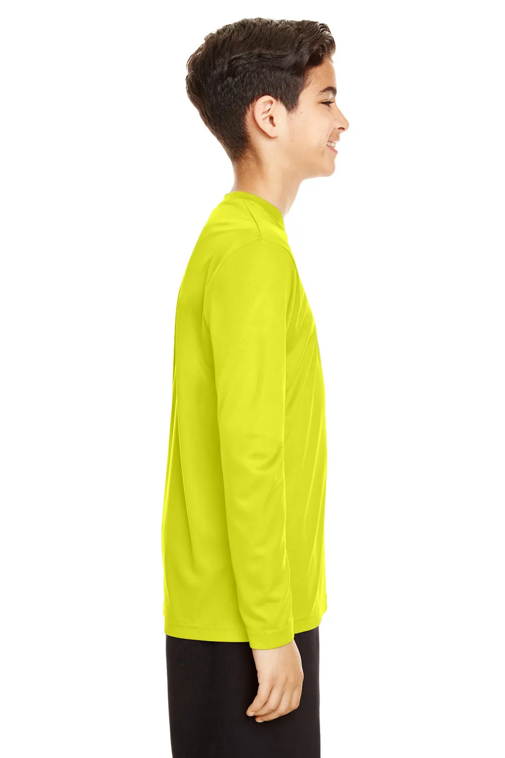 Team 365 Youth Zone Performance Moisture Wicking Long Sleeve Crewneck T-Shirt - Safety Yellow