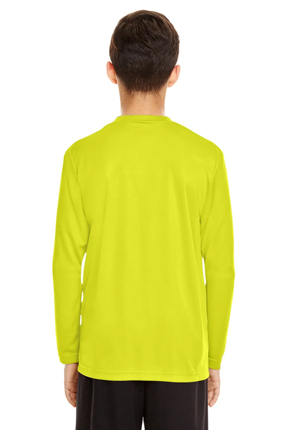 Team 365 Youth Zone Performance Moisture Wicking Long Sleeve Crewneck T-Shirt - Safety Yellow