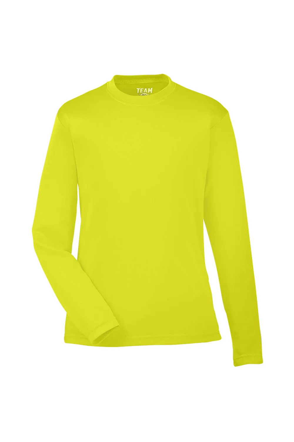 Team 365 Youth Zone Performance Moisture Wicking Long Sleeve Crewneck T-Shirt - Safety Yellow