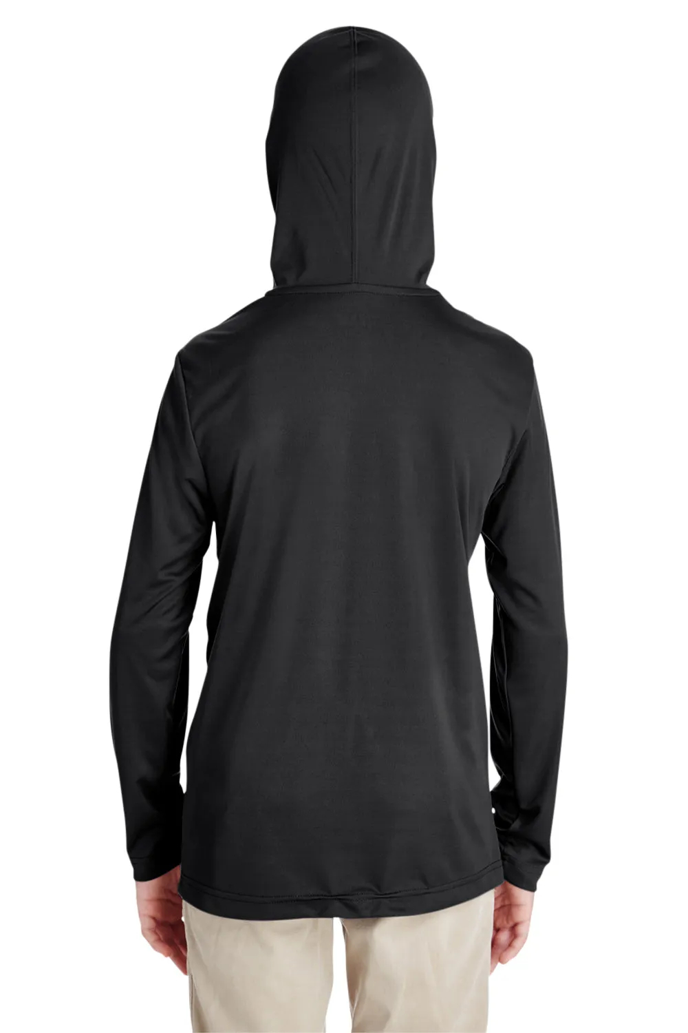 Team 365 Youth Zone Performance Moisture Wicking Long Sleeve Hooded T-Shirt Hoodie - Black