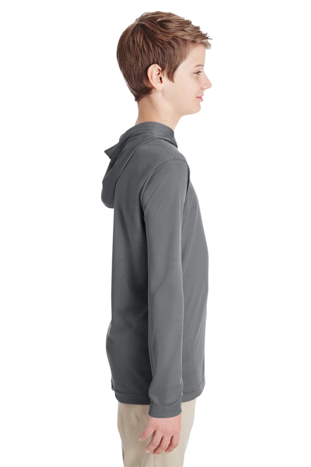 Team 365 Youth Zone Performance Moisture Wicking Long Sleeve Hooded T-Shirt Hoodie - Graphite Grey