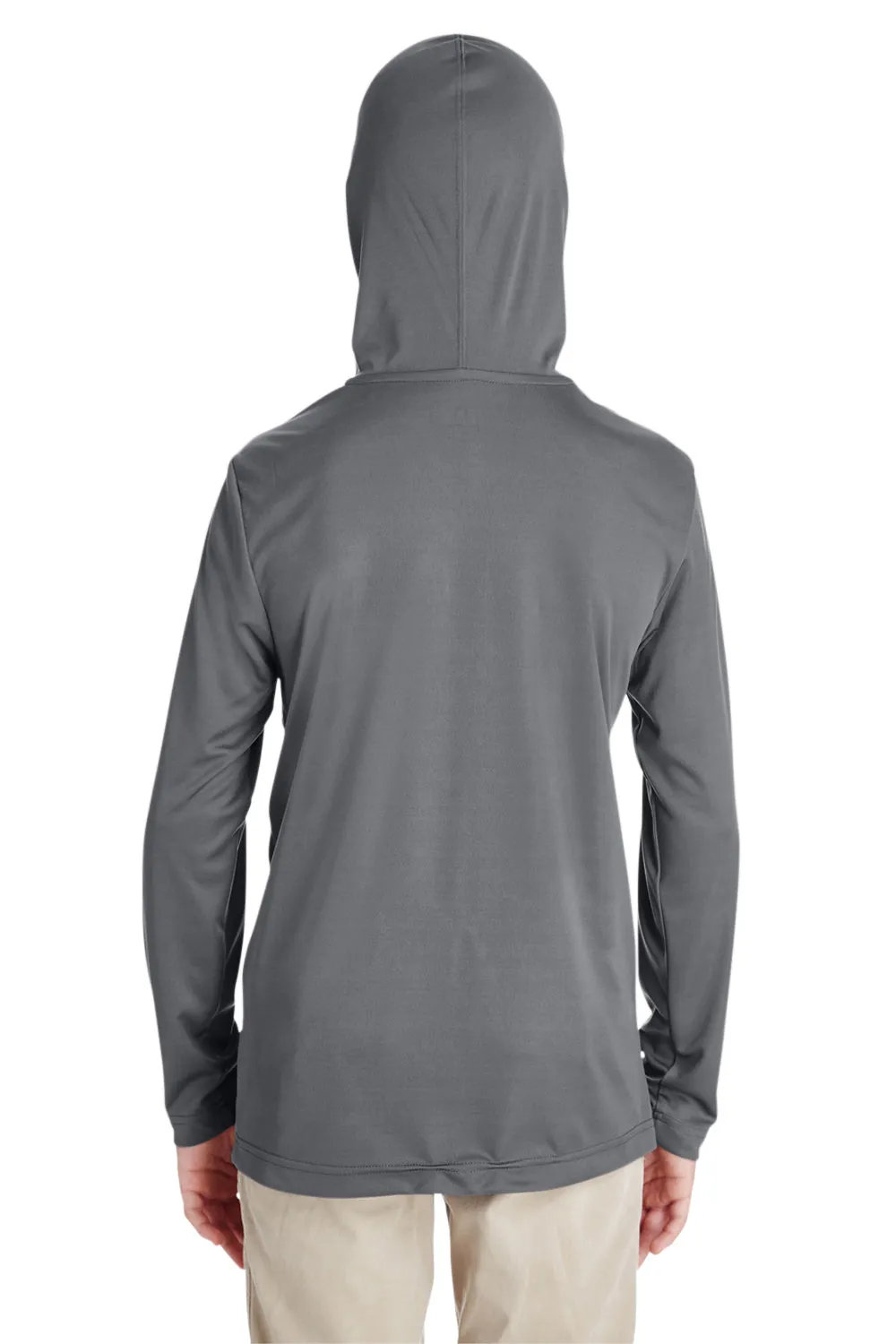 Team 365 Youth Zone Performance Moisture Wicking Long Sleeve Hooded T-Shirt Hoodie - Graphite Grey