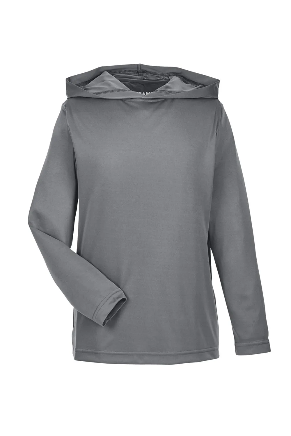 Team 365 Youth Zone Performance Moisture Wicking Long Sleeve Hooded T-Shirt Hoodie - Graphite Grey