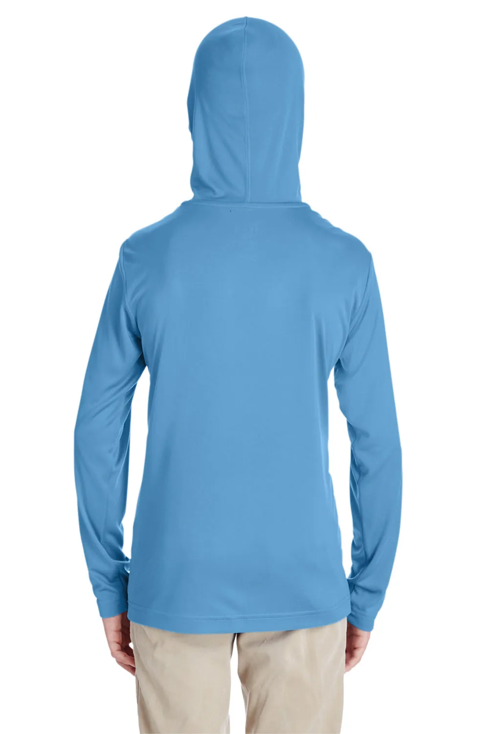 Team 365 Youth Zone Performance Moisture Wicking Long Sleeve Hooded T-Shirt Hoodie - Light Blue