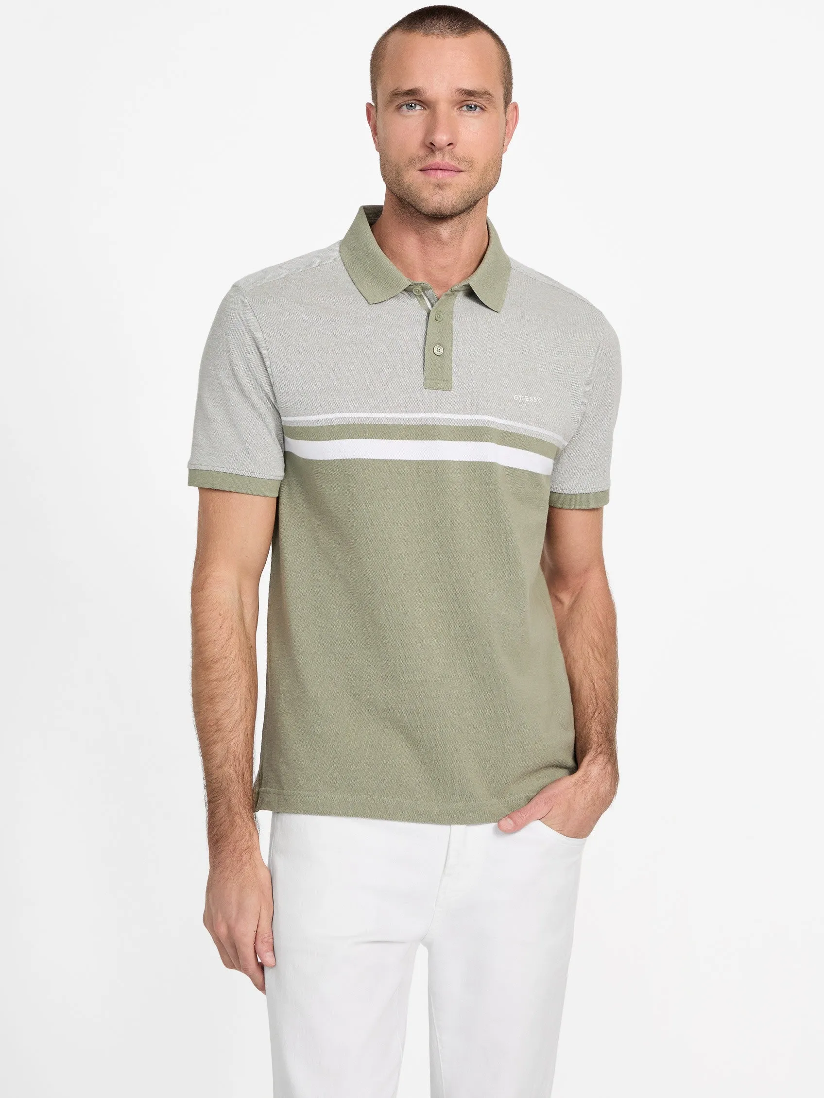 Teo Color-Block Striped Polo