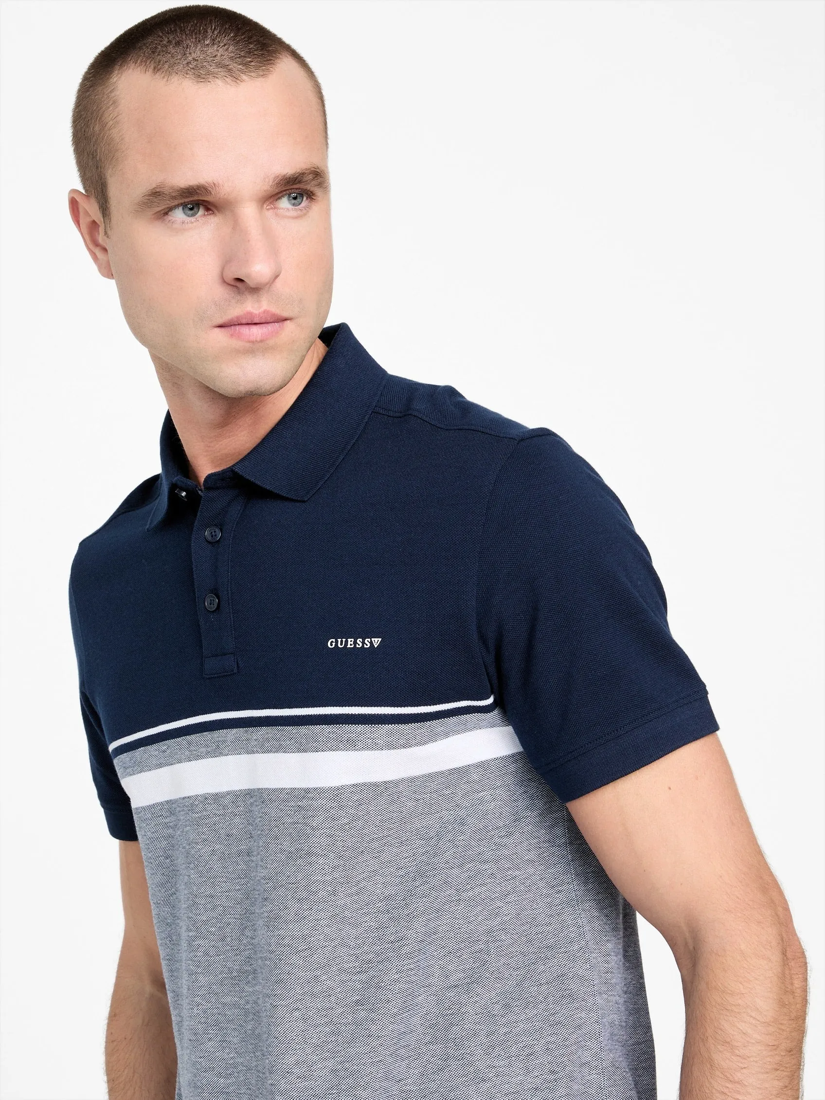Teo Color-Block Striped Polo