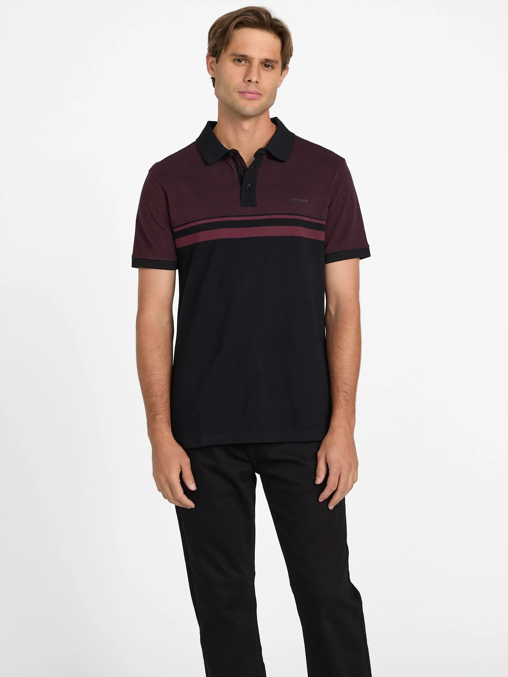 Teo Color-Block Striped Polo