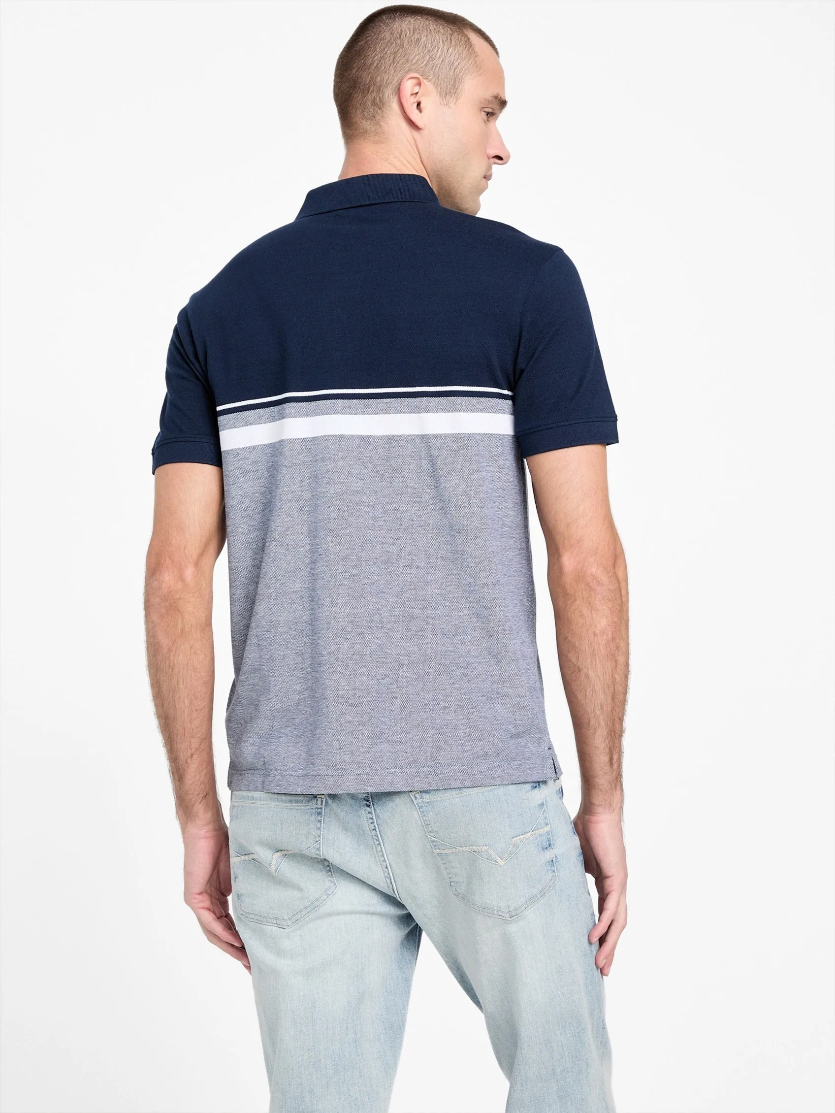 Teo Color-Block Striped Polo
