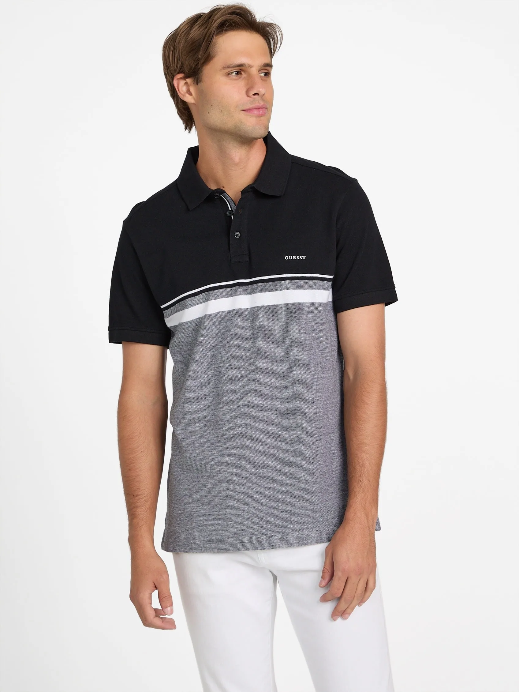 Teo Color-Block Striped Polo