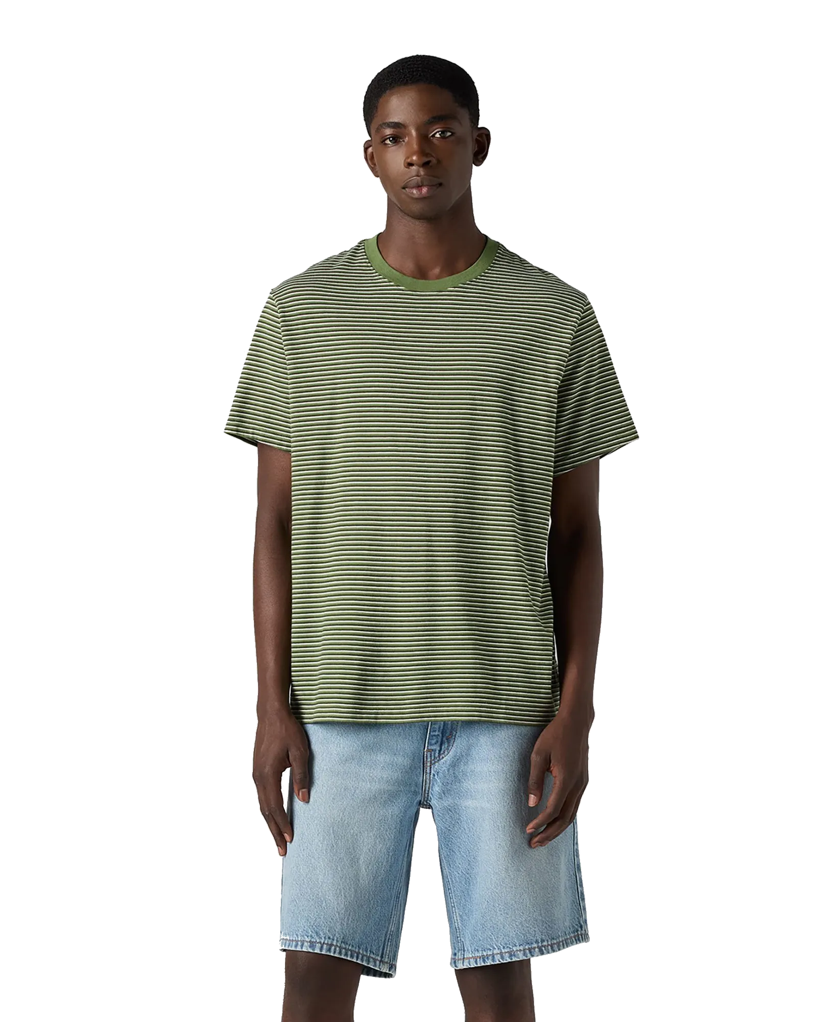 The Essential T-Shirt in Vent Stripe Vineyard Green