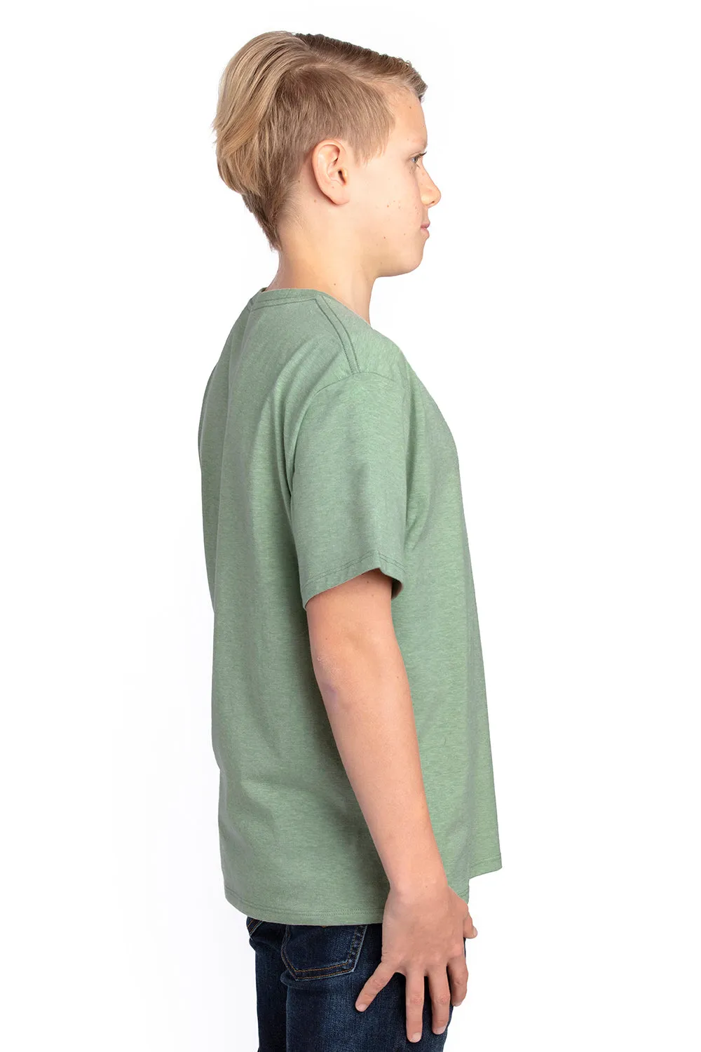 Threadfast Apparel Youth Ultimate Short Sleeve Crewneck T-Shirt - Heather Army Green