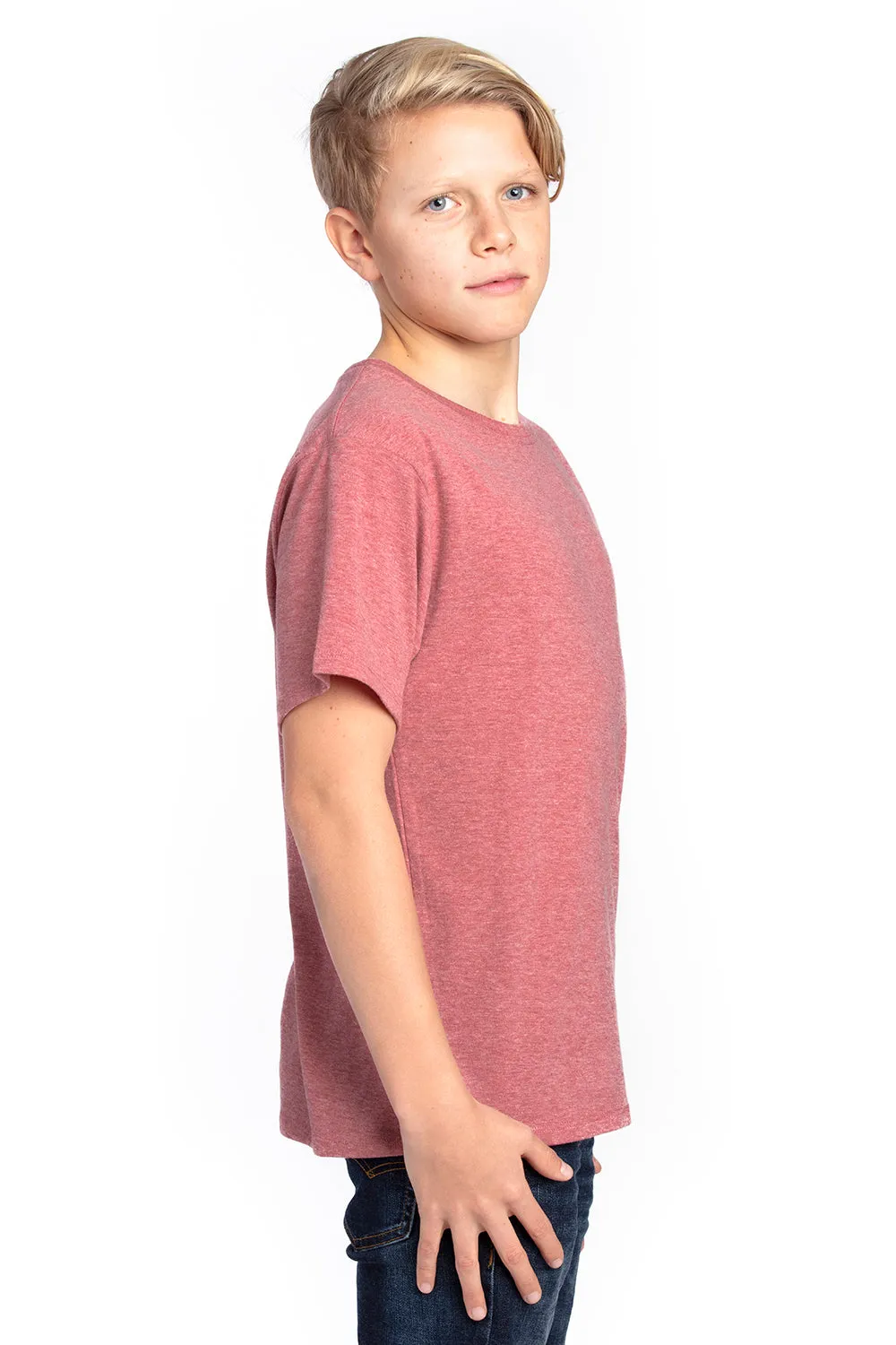 Threadfast Apparel Youth Ultimate Short Sleeve Crewneck T-Shirt - Heather Maroon