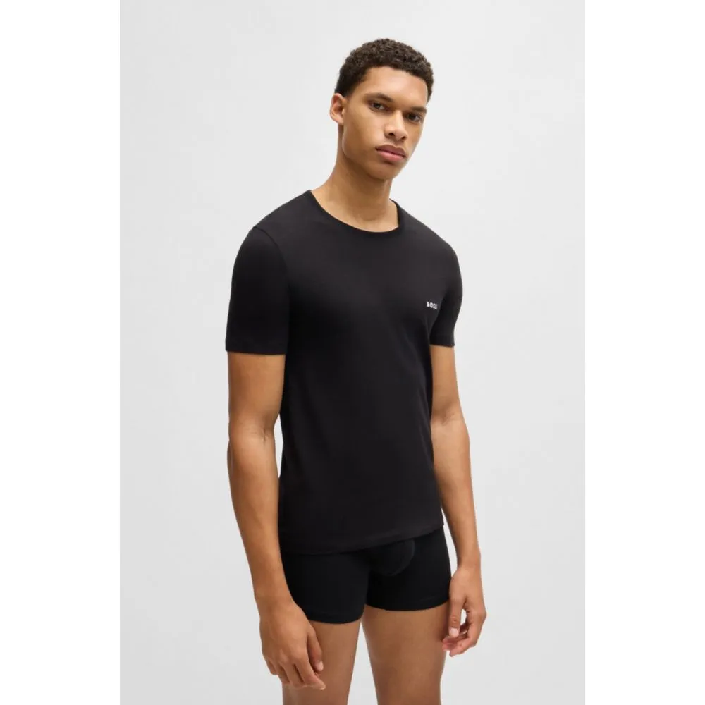 Three-pack of cotton underwear T-shirts with logo embroidery