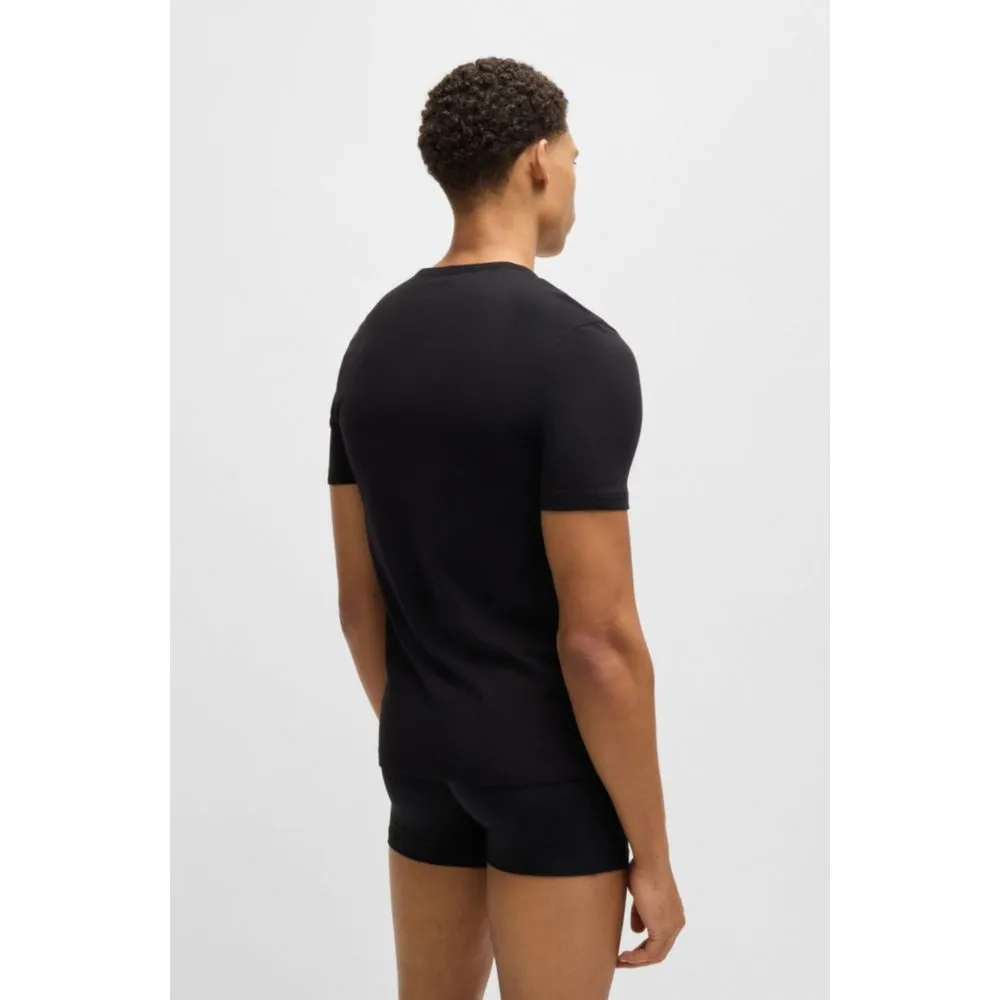 Three-pack of cotton underwear T-shirts with logo embroidery