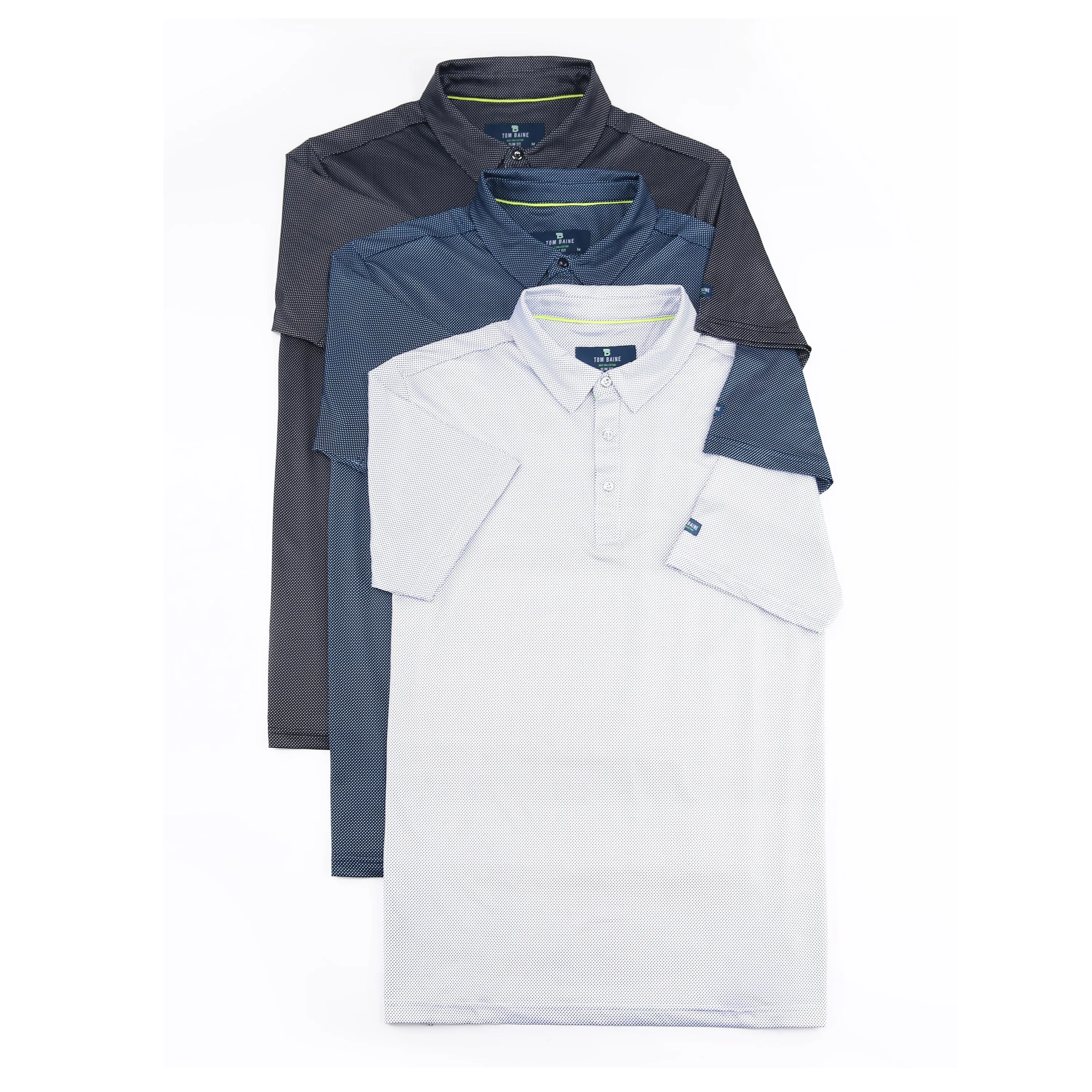 Tom Baine Men's Performance Geometric Print Four-Way Stretch Golf Polo