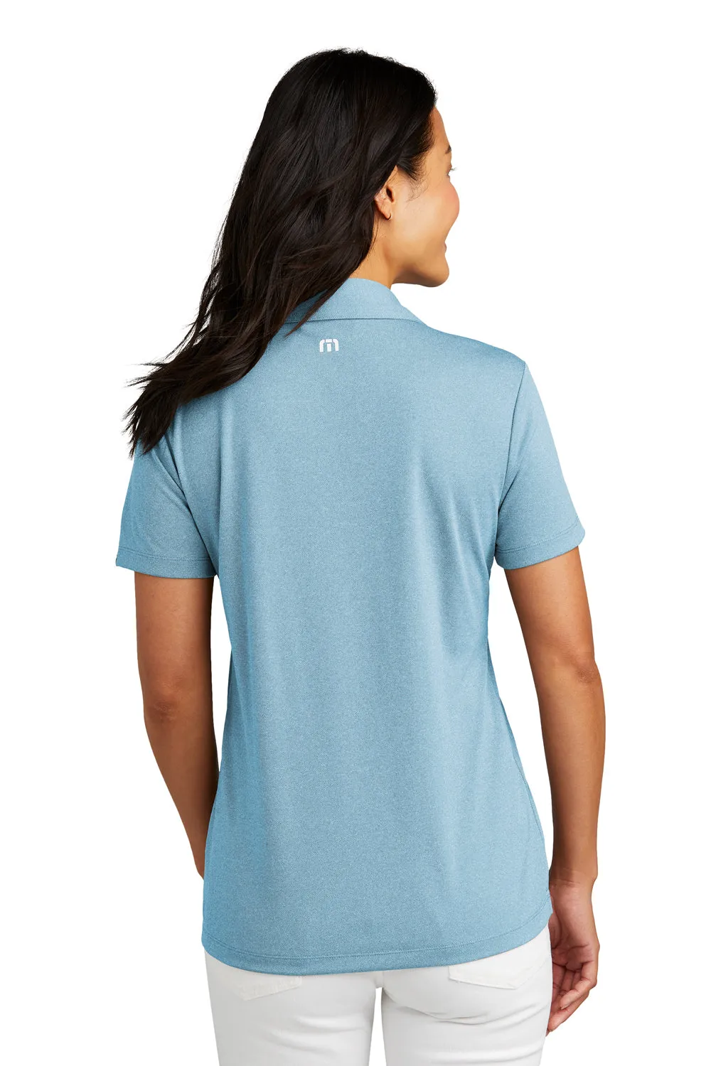 TravisMathew Womens Coto Performance Wrinkle Resistant Short Sleeve Polo Shirt - Heather Brilliant Blue