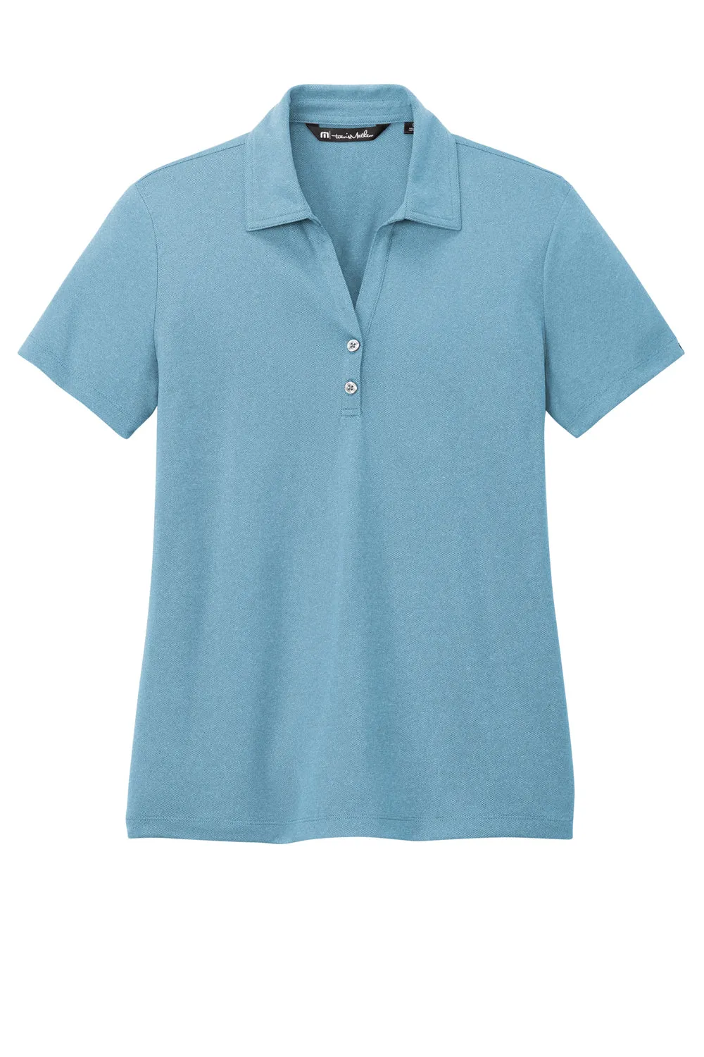 TravisMathew Womens Coto Performance Wrinkle Resistant Short Sleeve Polo Shirt - Heather Brilliant Blue