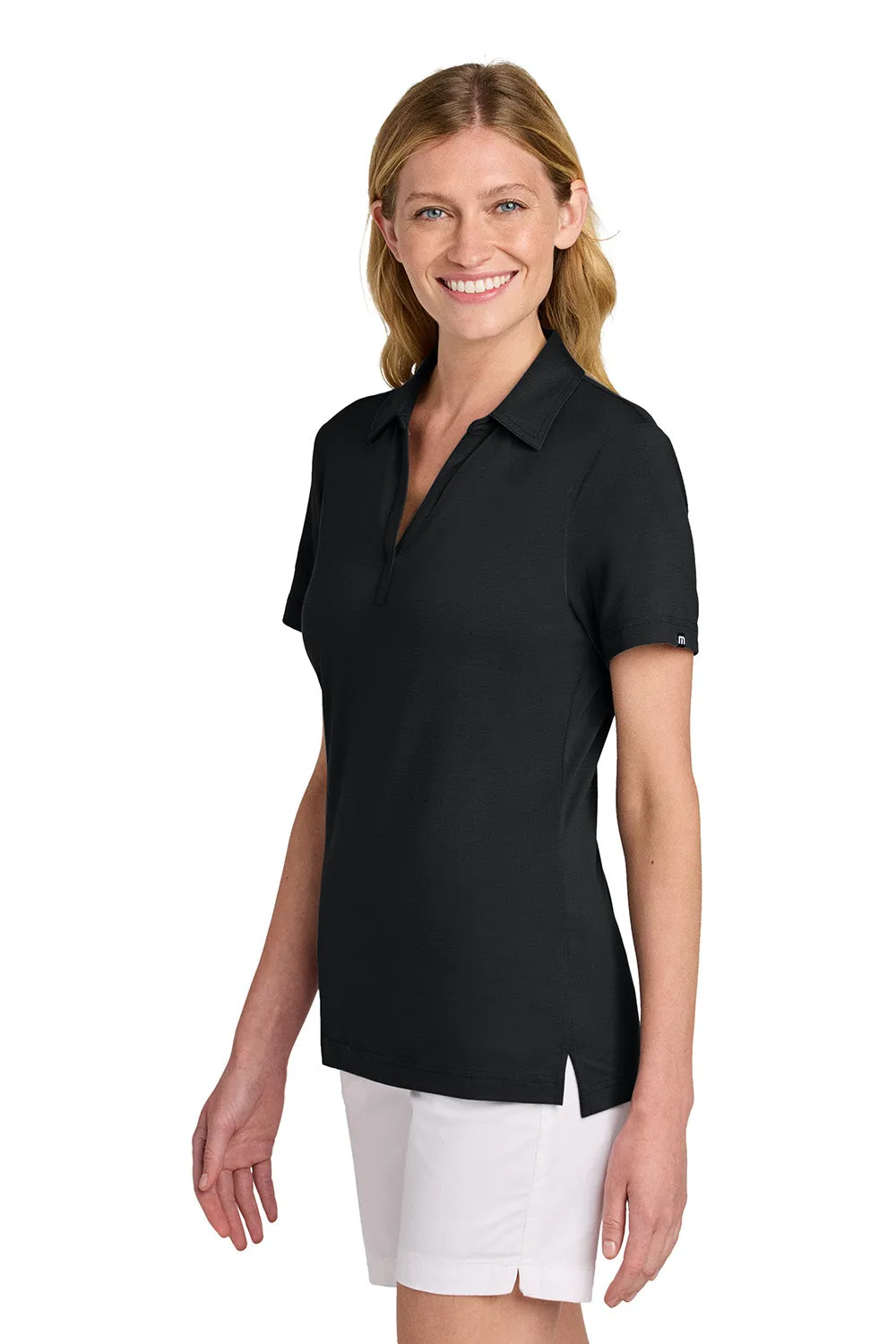 TravisMathew Womens Glenview Wrinkle Resistant Short Sleeve Polo Shirt - Black