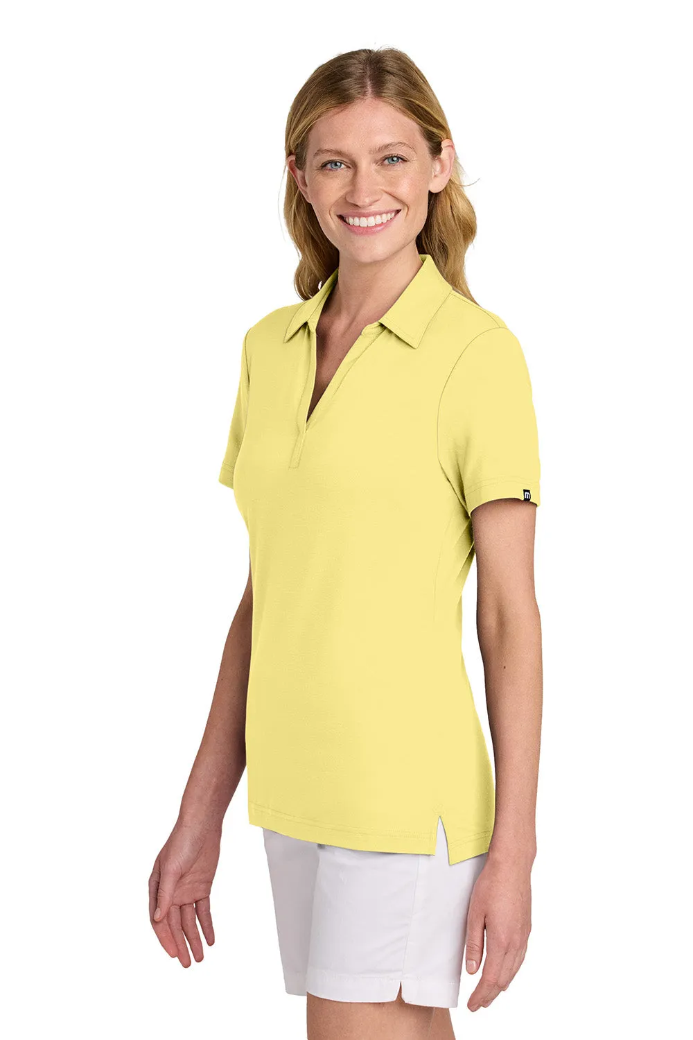 TravisMathew Womens Glenview Wrinkle Resistant Short Sleeve Polo Shirt - Pale Yellow