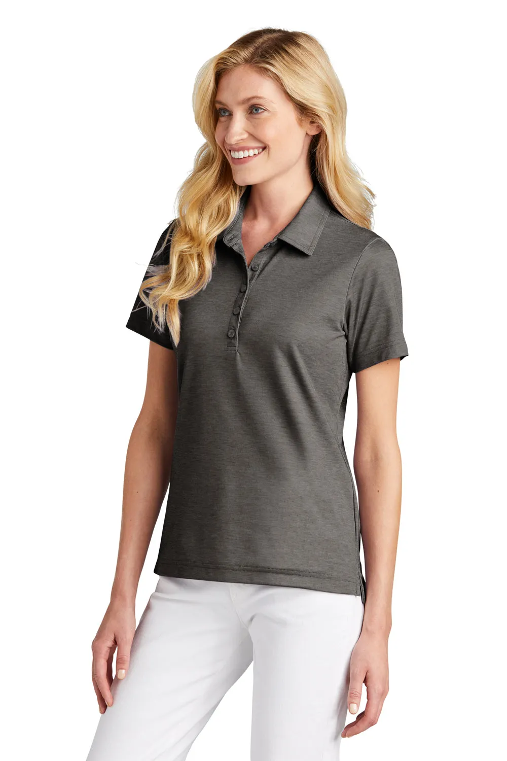 TravisMathew Womens Oceanside Moisture Wicking Short Sleeve Polo Shirt - Heather Black