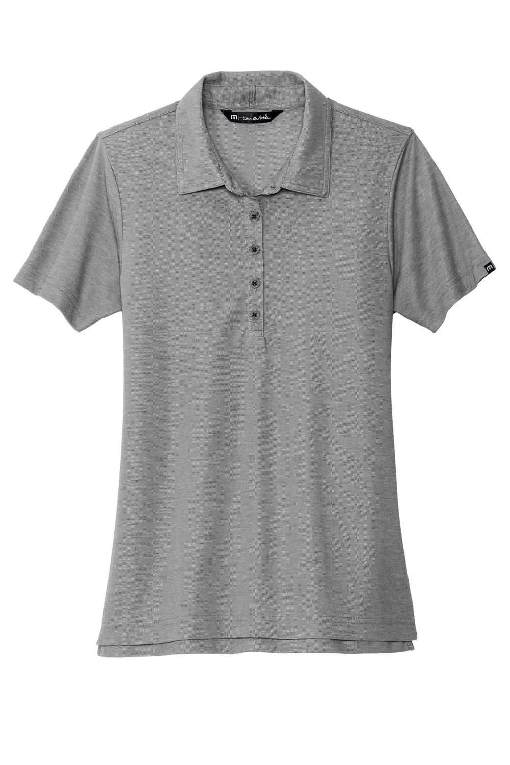 TravisMathew Womens Oceanside Moisture Wicking Short Sleeve Polo Shirt - Heather Quiet Shade Grey