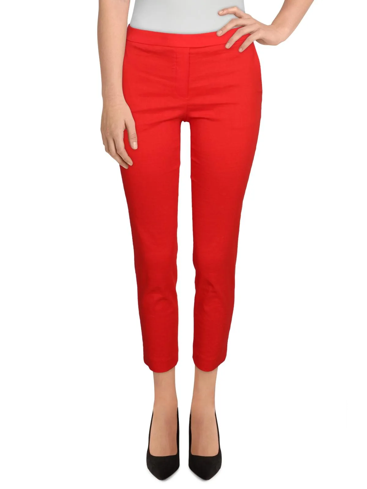 Treeca Womens Linen Blend High-Rise Cropped Pants