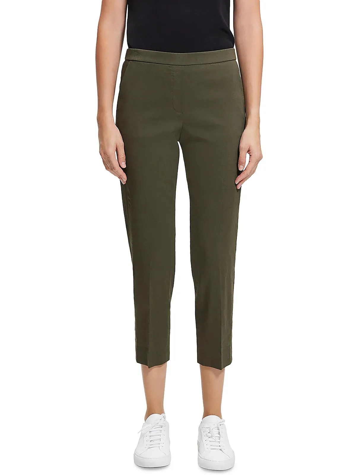 Treeca Womens Linen Blend High-Rise Cropped Pants